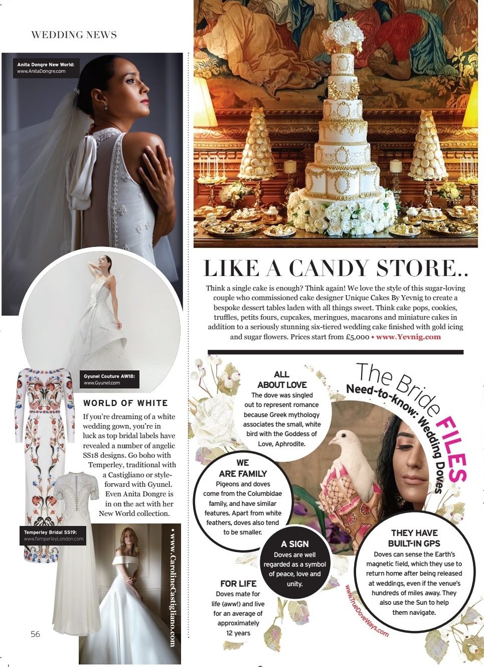 By Yevnig luxury Wedding Cake and Dessert Table showcased in the stunning Khush Magazine, courtesy of features editor, Abah Shah