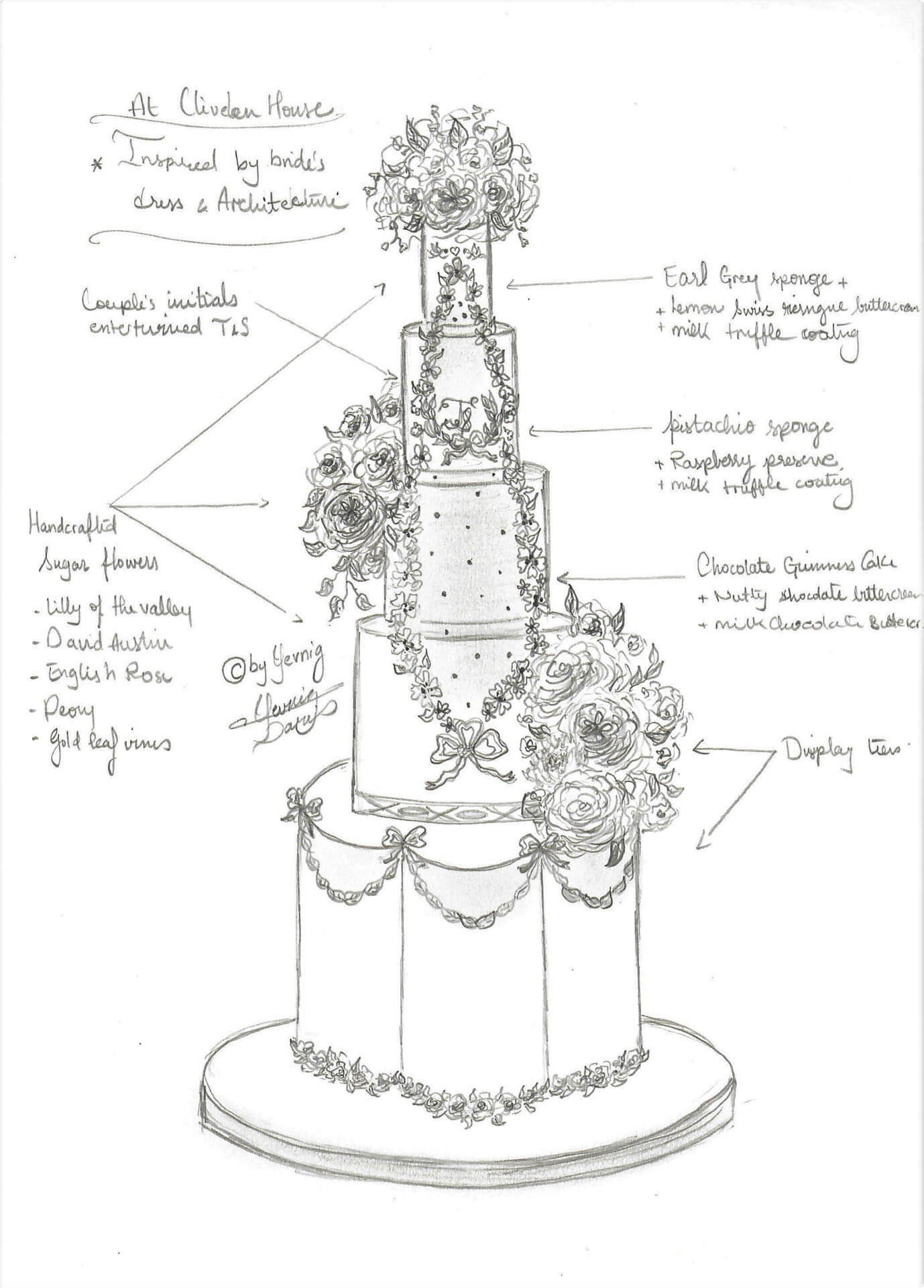 Theodora Wedding Cake Sketch By Yevnig