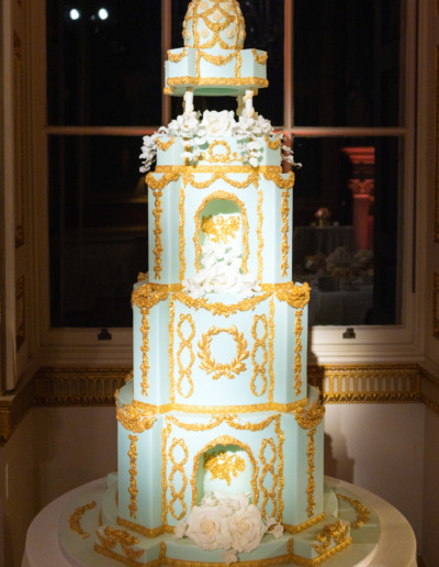 Luxury wedding cake By Yevnig, Empress, inspired by the charm of Faberge, in the Great Room at Spencer House
