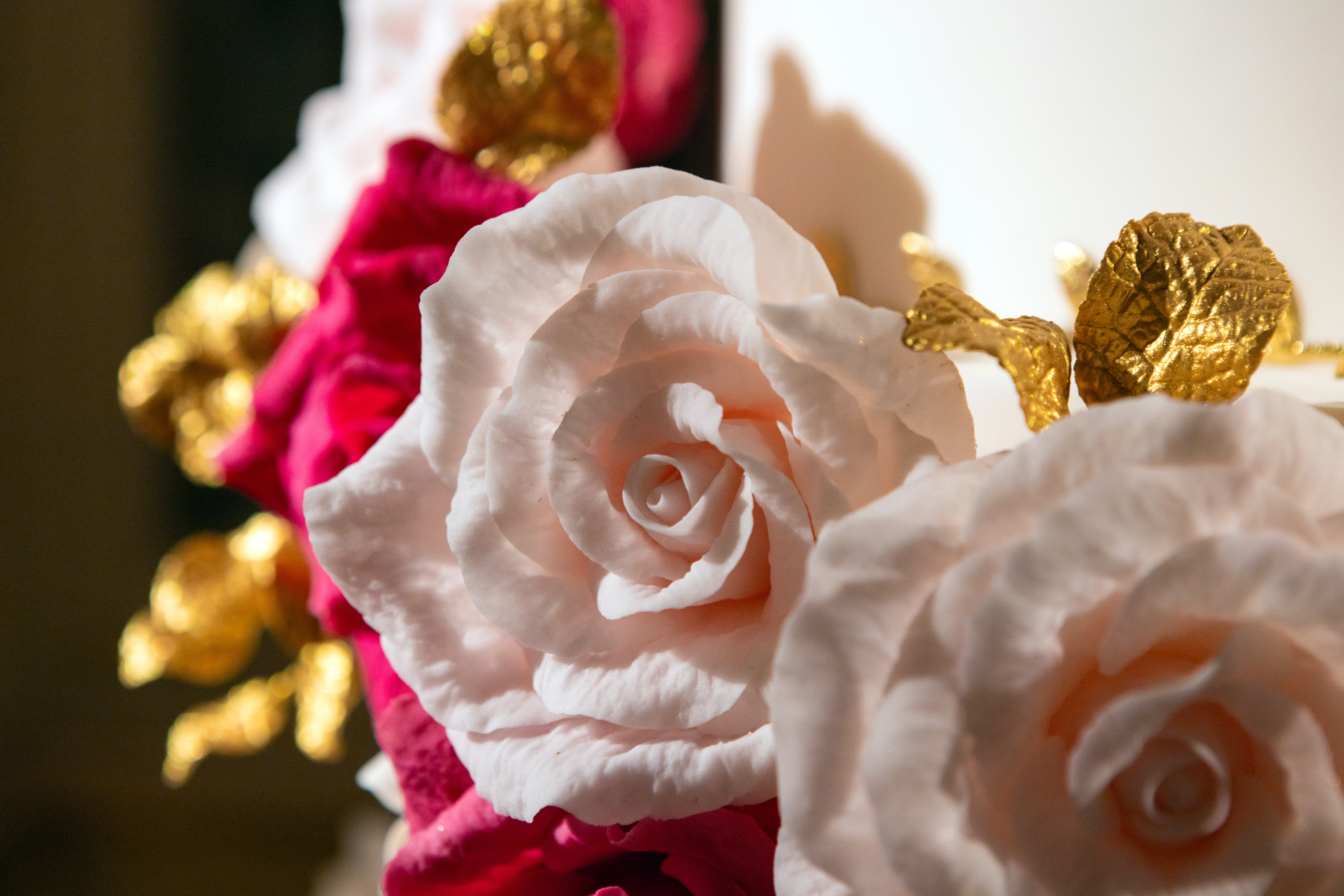 Sugar rose detail from luxury wedding cake, Rene By Yevnig